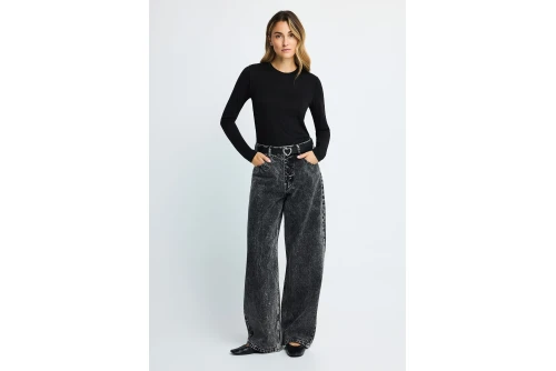 Funky Buddha Μπλούζα Με Λαιμόκοψη Γυναικεία (FBL014-102-07-BLACK)