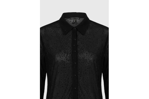 Funky Buddha Rhinestones Πουκάμισο Μακρυμάνικο Γυναικείο (FBL014-109-05-BLACK)