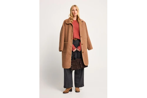 Funky Buddha Teddy Παλτό Sherpa Γυναικείο (FBL014-124-01-CAMEL)