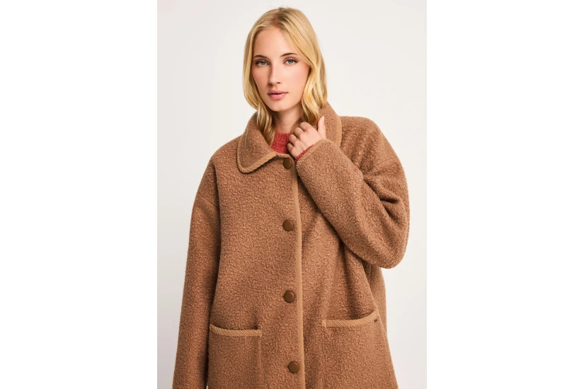 Funky Buddha Teddy Παλτό Sherpa Γυναικείο (FBL014-124-01-CAMEL)