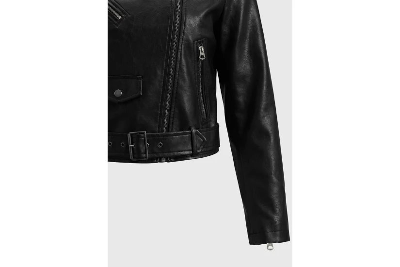 Funky Buddha Faux Leather Biker Μπουφάν Δερματίνη Γυναικείο (FBL014-139-01-BLACK)