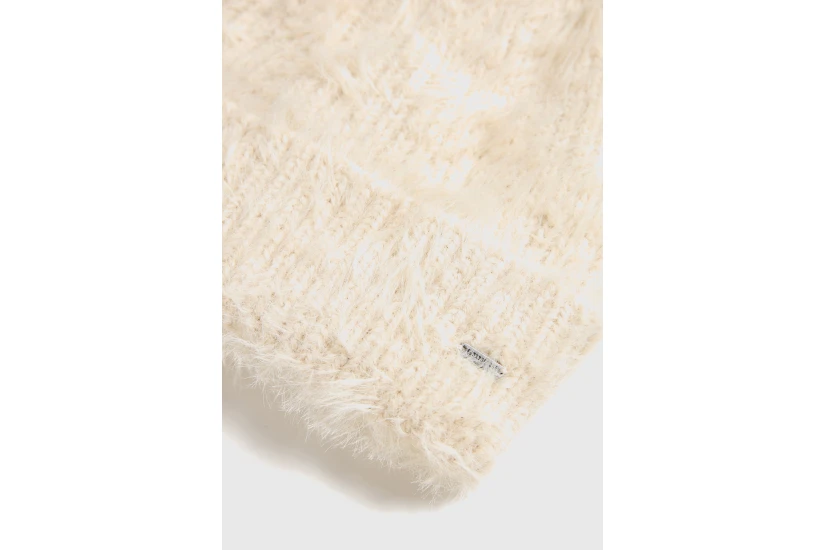 Funky Buddha Fluffy Knitted Σκουφάκι Χειμερινό (FBL014-193-10-OFF-WHITE)