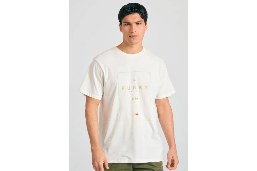 Funky Buddha Ανδρικό Κοντομάνικο T-Shirt Εκρού