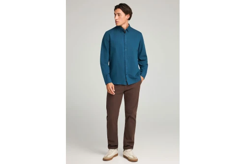 Funky Buddha The Essentials Oxford Πουκάμισο Μακρυμάνικο Ανδρικό (FBM012-001-05-INDIAN-TEAL-MEL)