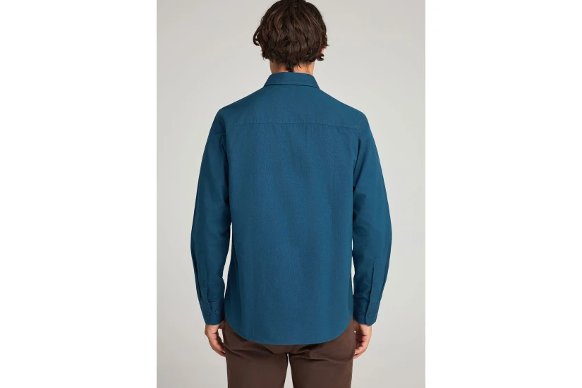 Funky Buddha Ανδρικό Μακρυμάνικο Πουκάμισο Oxford Πετρόλ