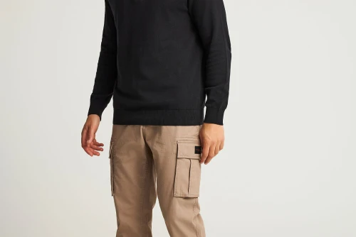 Funky Buddha Knitted Πουλόβερ Ανδρικό (FBM012-003-09-BLACK)