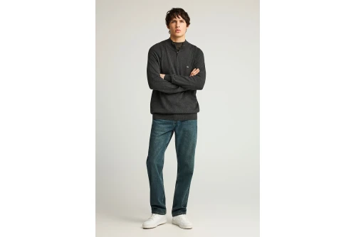 Funky Buddha Ανδρικό Πλεκτό Με Φερμουάρ (FBM012-003-09-DK-GREY-MEL)