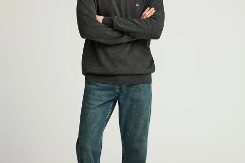 Funky Buddha Ανδρικό Πλεκτό Με Φερμουάρ (FBM012-003-09-DK-GREY-MEL)