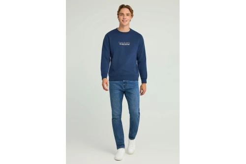 Funky Buddha Printed Logo Μπλούζα Με Λαιμόκοψη Ανδρική (FBM012-007-06-MIDNIGHT-BLUE)
