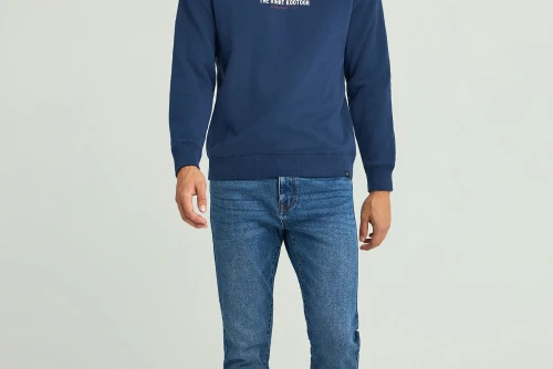 Funky Buddha Printed Logo Μπλούζα Με Λαιμόκοψη Ανδρική (FBM012-007-06-MIDNIGHT-BLUE)