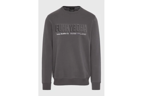 Funky Buddha Printed Logo Μπλούζα Με Λαιμόκοψη Ανδρική (FBM012-008-06-DK-GREY)