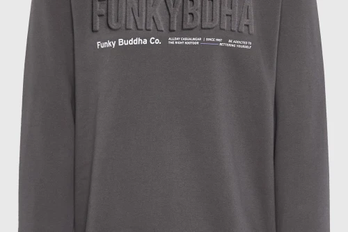 Funky Buddha Printed Logo Μπλούζα Με Λαιμόκοψη Ανδρική (FBM012-008-06-DK-GREY)