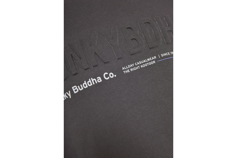 Funky Buddha Ανδρικό Φούτερ με Λαιμόκοψη Γκρι Σκούρο