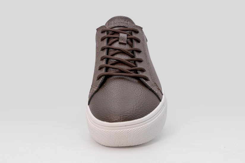 Funky Buddha Ανδρικά Δερμάτινα Sneakers Καφέ, Λευκά