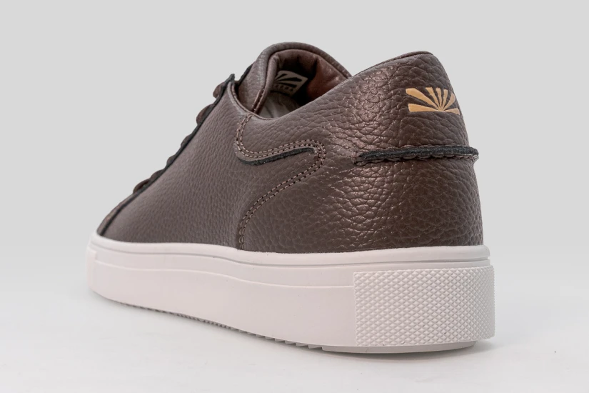 Funky Buddha Ανδρικά Δερμάτινα Sneakers Καφέ, Λευκά