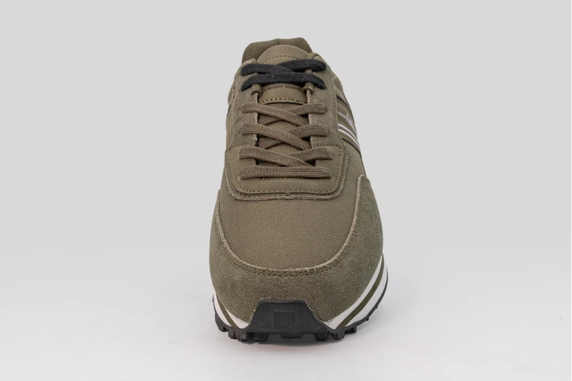 Funky Buddha Ανδρικά Suede Sneakers Λαδί, Λευκά