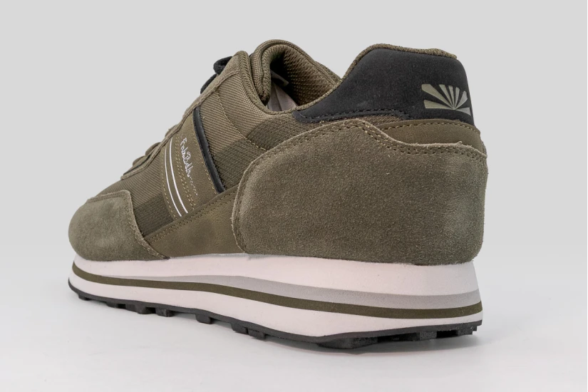 Funky Buddha Ανδρικά Suede Sneakers Λαδί, Λευκά