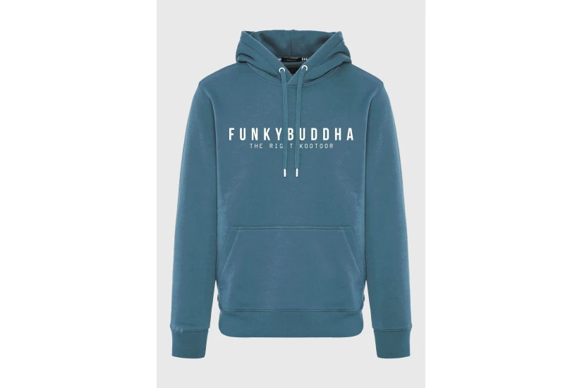 Funky Buddha Ανδρικό Φούτερ με Κουκούλα Πετρόλ