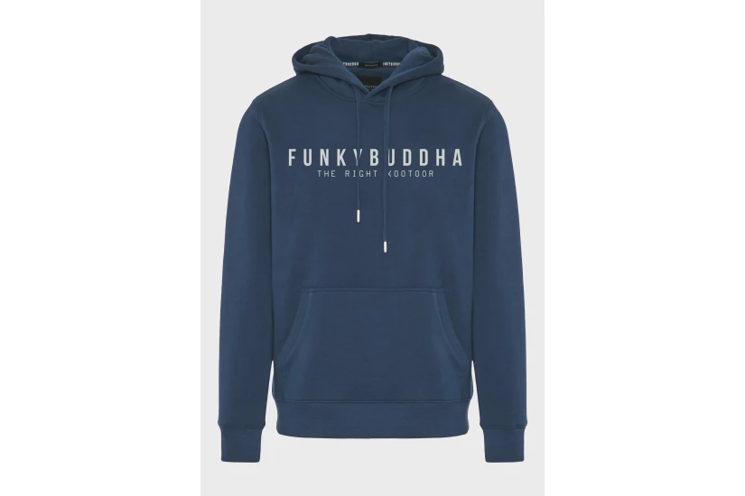 Funky Buddha Ανδρικό Φούτερ με Κουκούλα Μπλε Σκούρο