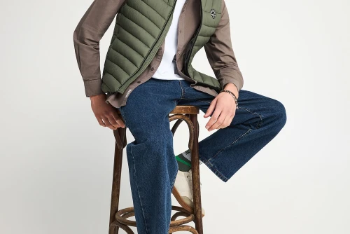 Funky Buddha Quilted Μπουφάν Αμάνικο Ανδρικό (FBM013-001-01-DEEP-FOREST)