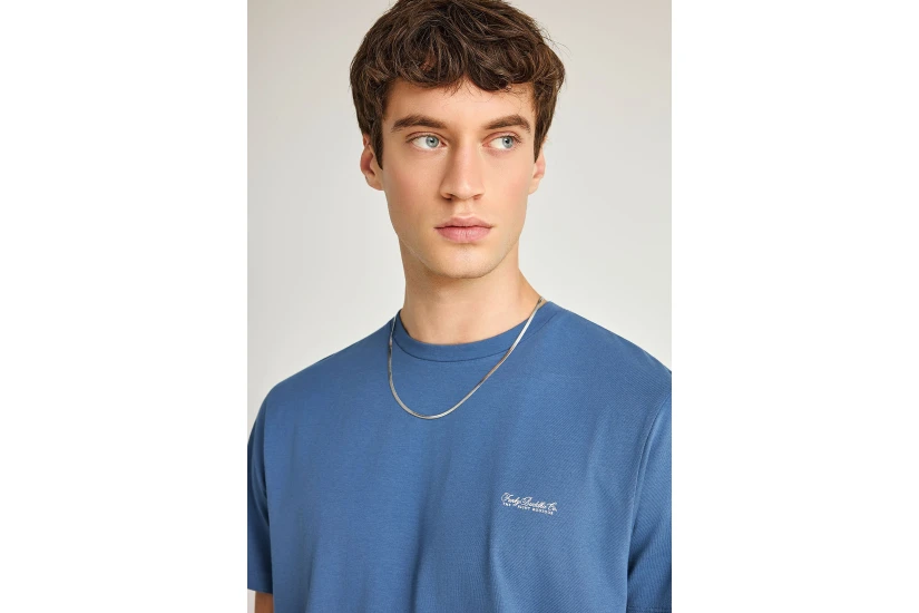 Funky Buddha The Basics Collection Ανδρικό Κοντομάνικο T-Shirt Μπλε Ίντιγκο