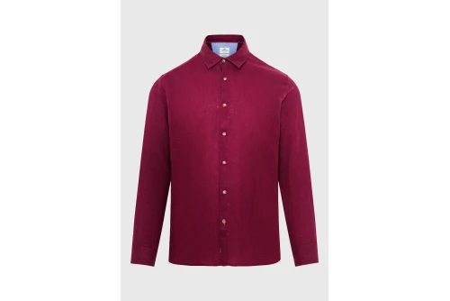 Funky Buddha The Essentials Linen Πουκάμισο Μακρυμάνικο Ανδρικό (FBM013-001-05-BURGUNDY)