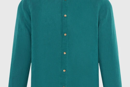 Funky Buddha The Essentials Linen Πουκάμισο Μακρυμάνικο Ανδρικό (FBM013-001-05-EMERALD)