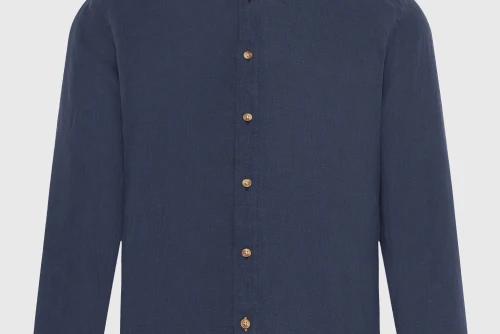Funky Buddha The Essentials Linen Πουκάμισο Μακρυμάνικο Ανδρικό (FBM013-001-05-NAVY)