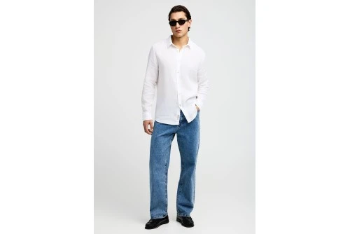 Funky Buddha The Essentials Linen Πουκάμισο Μακρυμάνικο Ανδρικό (FBM013-001-05-WHITE)