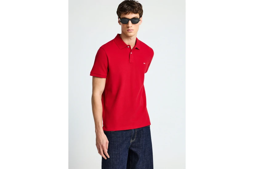 Funky Buddha Ανδρική Κοντομάνικη Μπλούζα Polo Κόκκινη