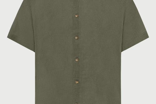 Funky Buddha The Essentials Linen Πουκάμισο Κοντομάνικο Ανδρικό (FBM013-002-05-DEEP-FOREST)