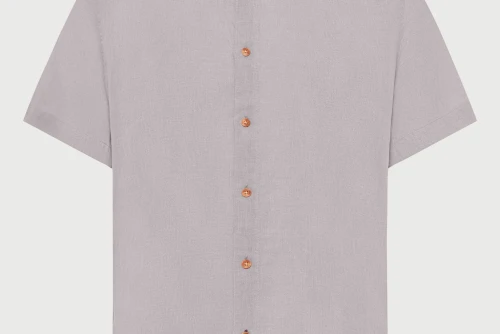 Funky Buddha The Essentials Linen Πουκάμισο Κοντομάνικο Ανδρικό (FBM013-002-05-GREY)
