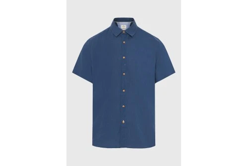 Funky Buddha The Essentials Linen Πουκάμισο Κοντομάνικο Ανδρικό (FBM013-002-05-TWILIGHT-BLUE)