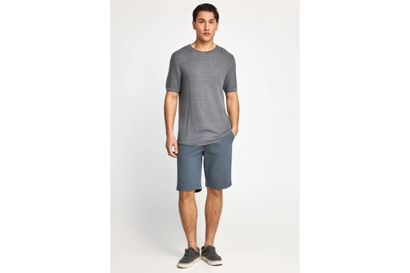 Funky Buddha Ανδρικό Πλεκτό Κοντομάνικο T-Shirt Γκρι