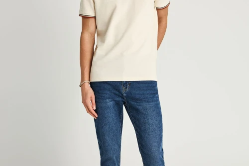 Funky Buddha Essential Cotton Polo Ανδρικό (FBM013-002-11-OFF-WHITE-MEL)