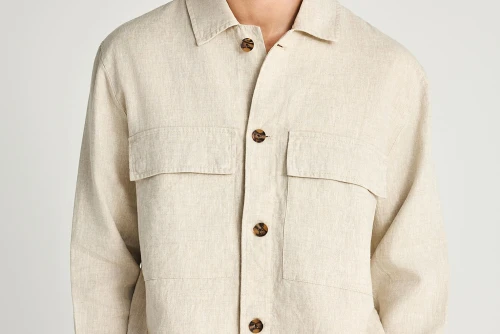 Funky Buddha Ανδρικό Λινό Casual Μπουφάν (FBM013-003-01-CLOUD-CREAM)