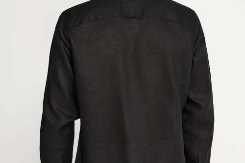Funky Buddha The Essentials Linen Πουκάμισο Μακρυμάνικο Ανδρικό (FBM013-003-05-BLACK)