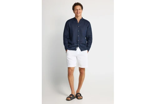 Funky Buddha The Essentials Linen Πουκάμισο Μακρυμάνικο Ανδρικό (FBM013-003-05-NAVY)