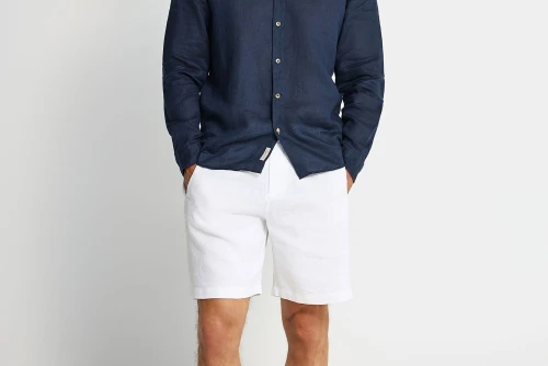 Funky Buddha The Essentials Linen Πουκάμισο Μακρυμάνικο Ανδρικό (FBM013-003-05-NAVY)