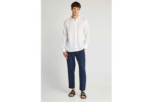 Funky Buddha The Essentials Linen Πουκάμισο Μακρυμάνικο Ανδρικό (FBM013-003-05-WHITE)