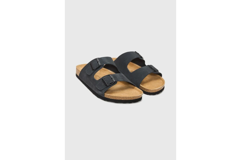 Funky Buddha Leather Ανδρικά Σανδάλια Ανθρακί