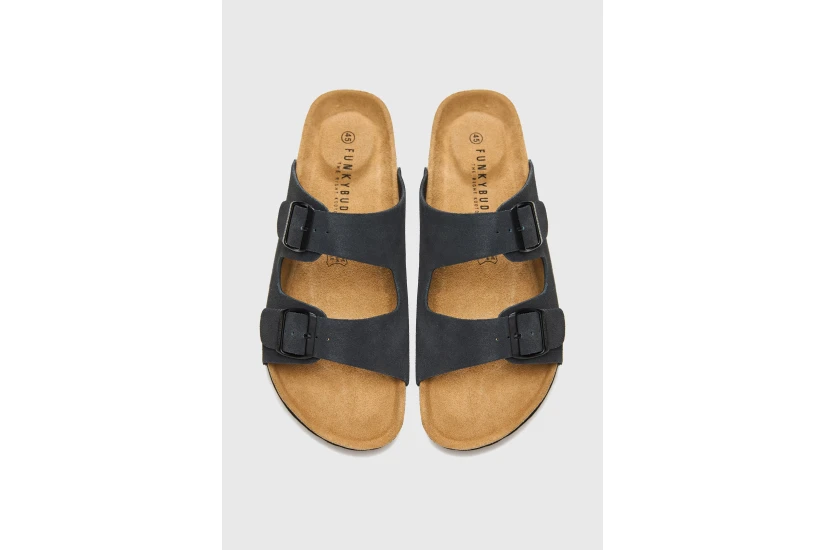 Funky Buddha Leather Ανδρικά Σανδάλια Ανθρακί