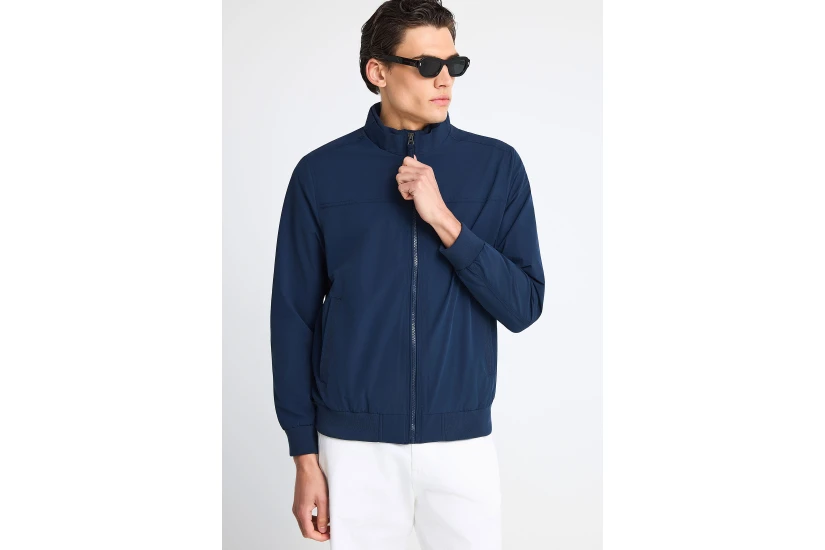 Funky Buddha Ανδρικό Μπουφάν Bomber Μπλε Σκούρο