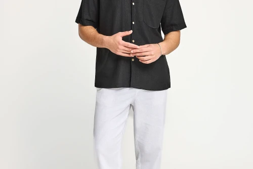 Funky Buddha The Essentials Πουκάμισο Κοντομάνικο Ανδρικό (FBM013-006-05-BLACK)
