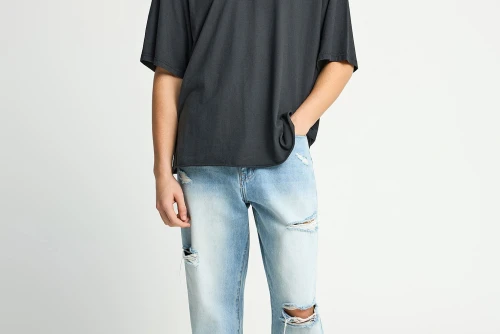 Funky Buddha The Essentials Oversized Cotton T-Shirt Ανδρικό (FBM013-008-04-BLACK)