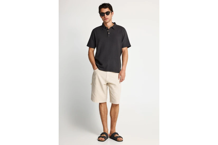 Funky Buddha Ανδρική Κοντομάνικη Μπλούζα Polo Ανθρακί