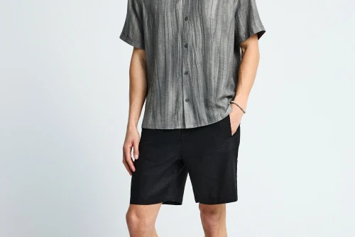 Funky Buddha Linen Βερμούδα Chino Ανδρική (FBM013-009-03-BLACK)