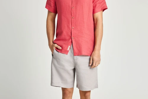 Funky Buddha Linen Βερμούδα Chino Ανδρική (FBM013-009-03-GREY)