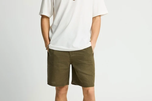 Funky Buddha Linen Βερμούδα Chino Ανδρική (FBM013-009-03-KHAKI)