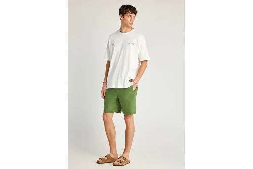 Funky Buddha Linen Βερμούδα Chino Ανδρική (FBM013-009-03-OLIVE-GREEN)